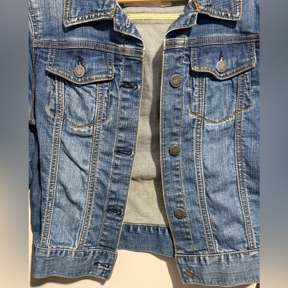 Ett Twa Anthropologie Denim Jean Jacket Cropped Casual Cute Y2K Chic Classic Sm. - Picture 9 of 13